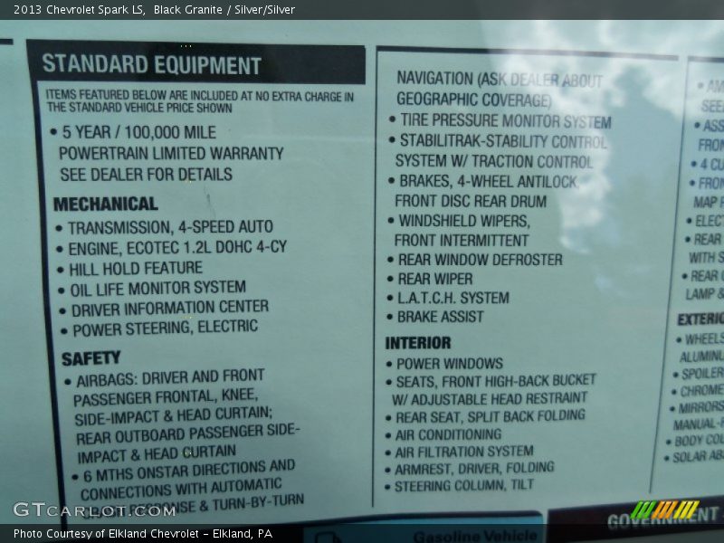 Black Granite / Silver/Silver 2013 Chevrolet Spark LS