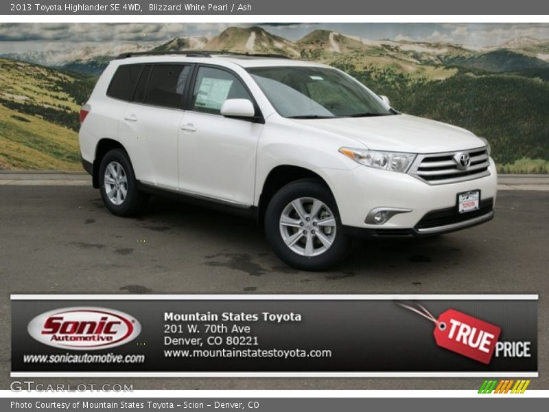 Blizzard White Pearl / Ash 2013 Toyota Highlander SE 4WD
