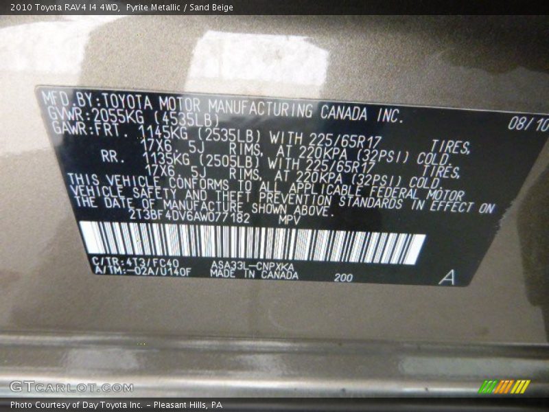 Pyrite Metallic / Sand Beige 2010 Toyota RAV4 I4 4WD