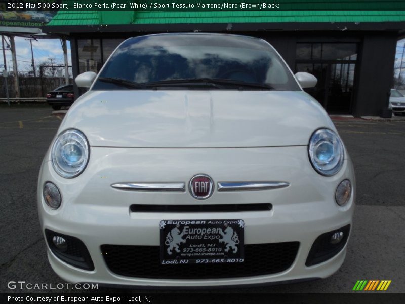 Bianco Perla (Pearl White) / Sport Tessuto Marrone/Nero (Brown/Black) 2012 Fiat 500 Sport