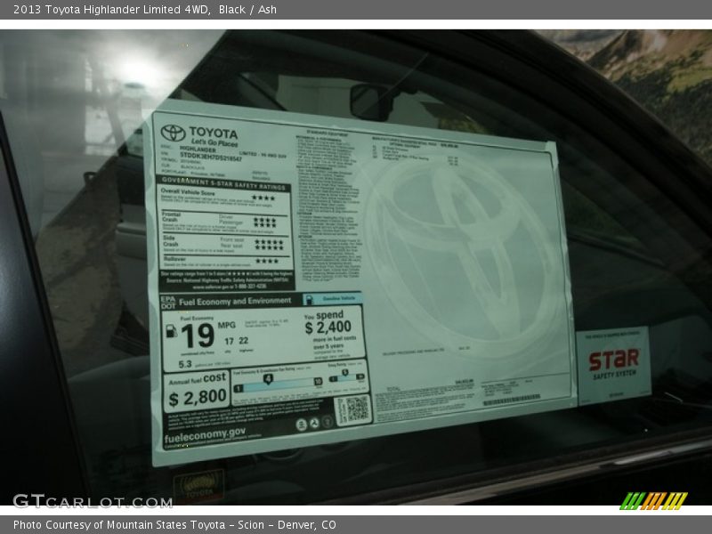 Black / Ash 2013 Toyota Highlander Limited 4WD