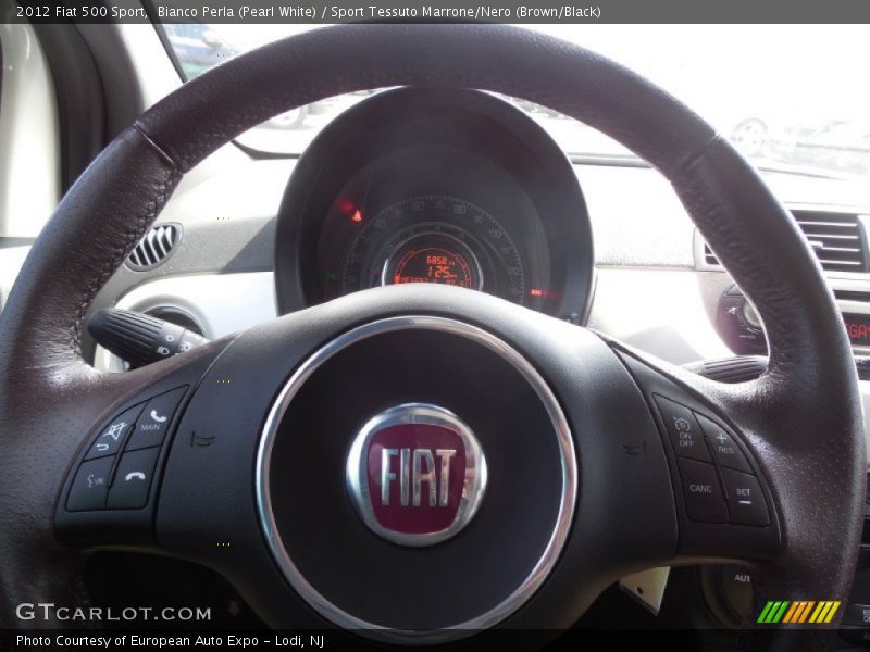 Bianco Perla (Pearl White) / Sport Tessuto Marrone/Nero (Brown/Black) 2012 Fiat 500 Sport
