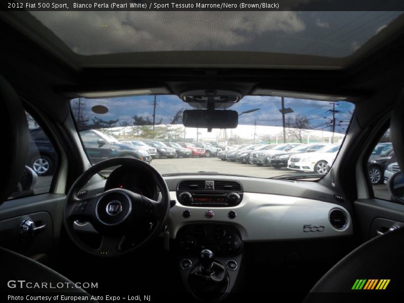 Bianco Perla (Pearl White) / Sport Tessuto Marrone/Nero (Brown/Black) 2012 Fiat 500 Sport