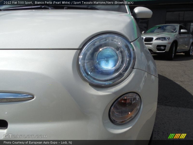 Bianco Perla (Pearl White) / Sport Tessuto Marrone/Nero (Brown/Black) 2012 Fiat 500 Sport