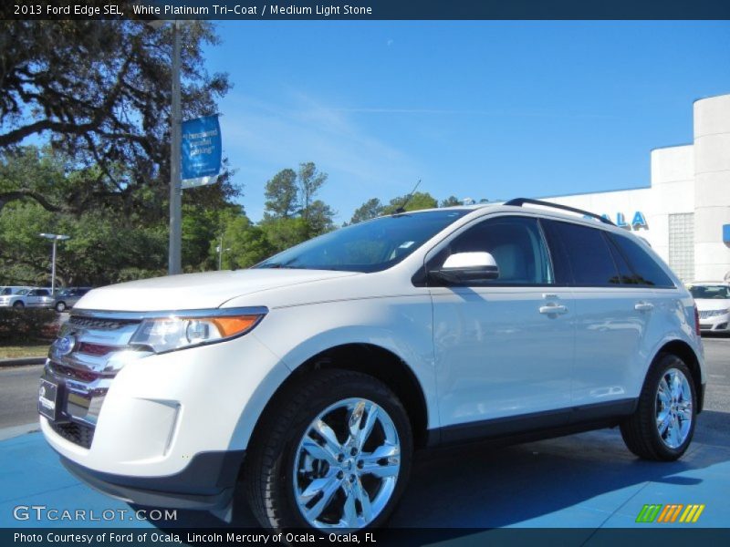 White Platinum Tri-Coat / Medium Light Stone 2013 Ford Edge SEL
