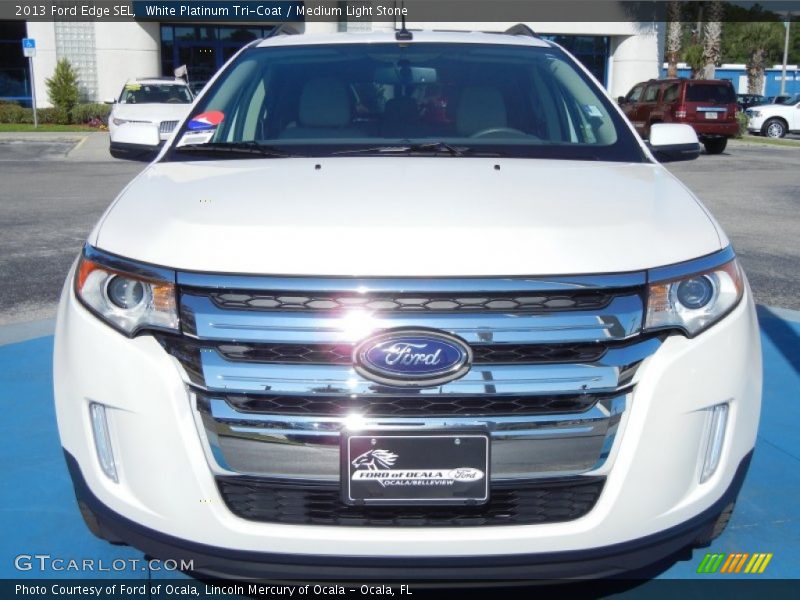 White Platinum Tri-Coat / Medium Light Stone 2013 Ford Edge SEL