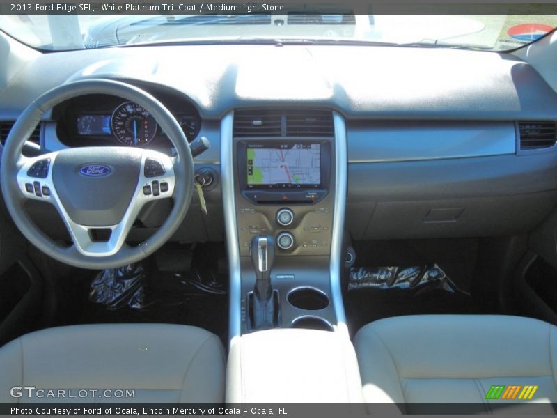 White Platinum Tri-Coat / Medium Light Stone 2013 Ford Edge SEL
