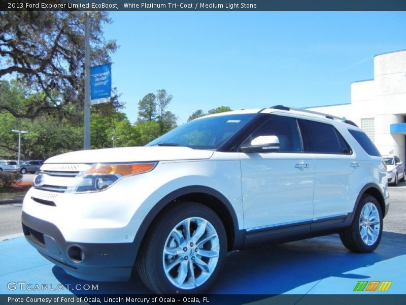 White Platinum Tri-Coat / Medium Light Stone 2013 Ford Explorer Limited EcoBoost