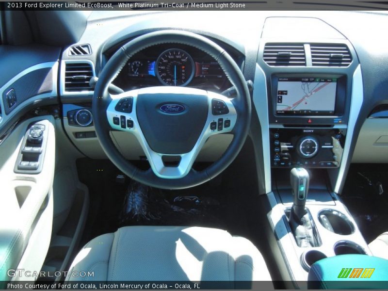 White Platinum Tri-Coat / Medium Light Stone 2013 Ford Explorer Limited EcoBoost