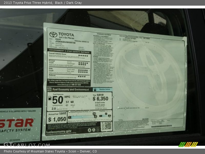 Black / Dark Gray 2013 Toyota Prius Three Hybrid