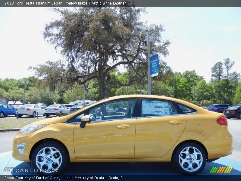 Yellow Blaze / Arctic White Leather 2013 Ford Fiesta Titanium Sedan
