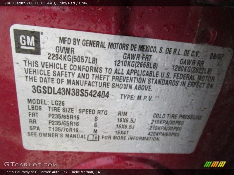 Ruby Red / Gray 2008 Saturn VUE XE 3.5 AWD