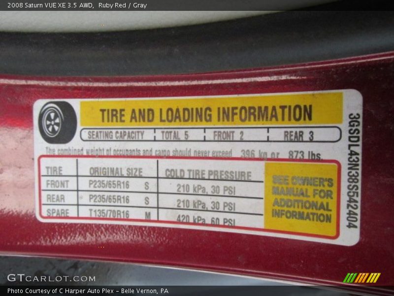 Ruby Red / Gray 2008 Saturn VUE XE 3.5 AWD