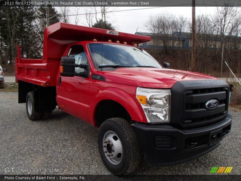 Front 3/4 View of 2013 F350 Super Duty XL Regular Cab Dually Chassis