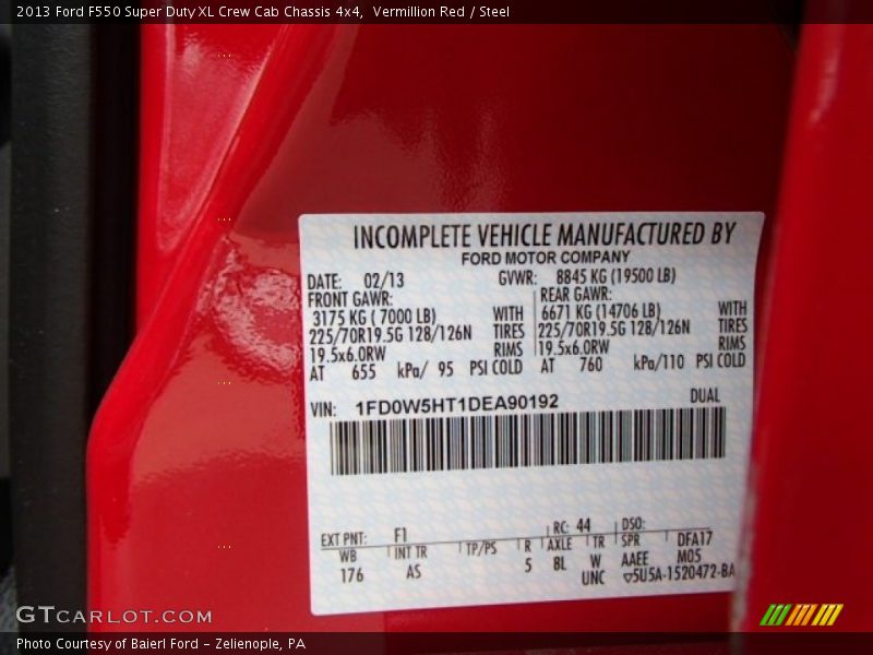 Vermillion Red / Steel 2013 Ford F550 Super Duty XL Crew Cab Chassis 4x4