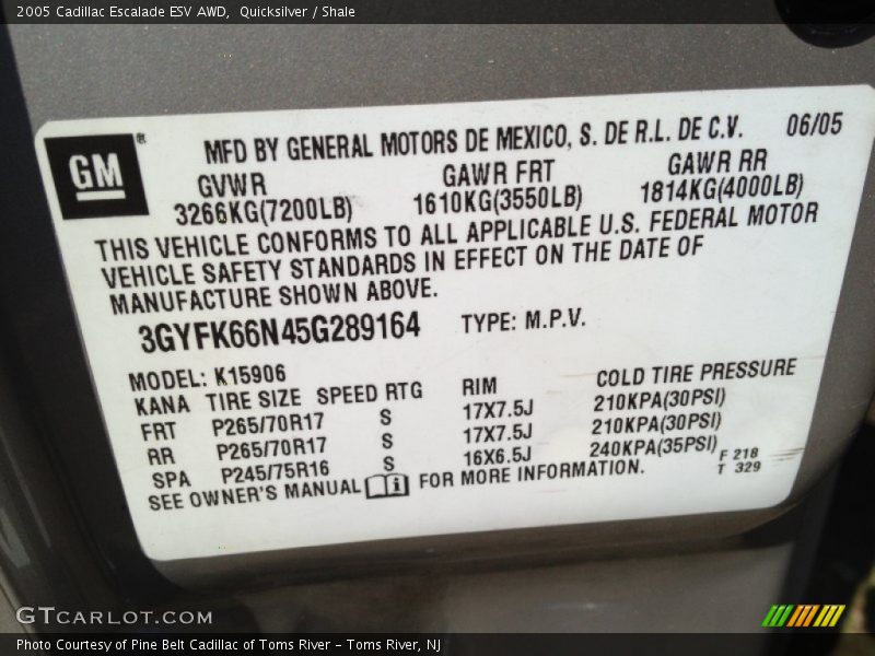 Quicksilver / Shale 2005 Cadillac Escalade ESV AWD