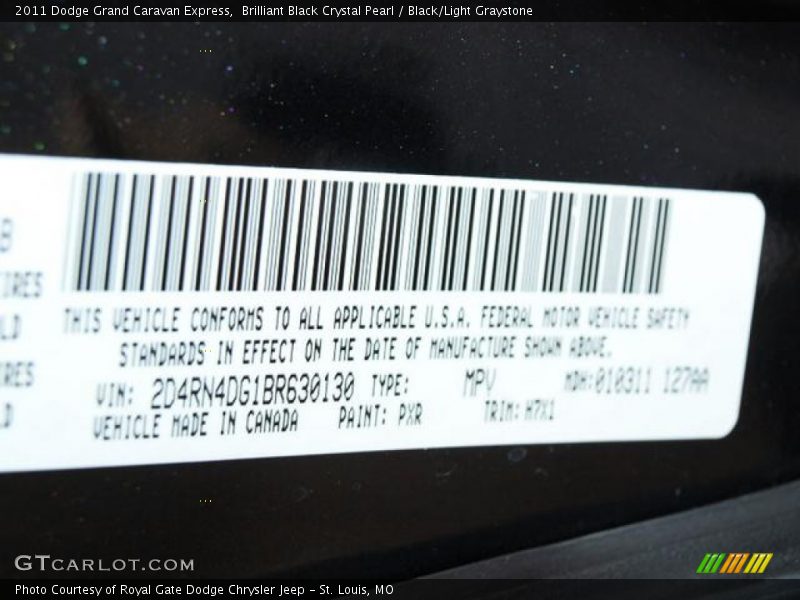 Brilliant Black Crystal Pearl / Black/Light Graystone 2011 Dodge Grand Caravan Express