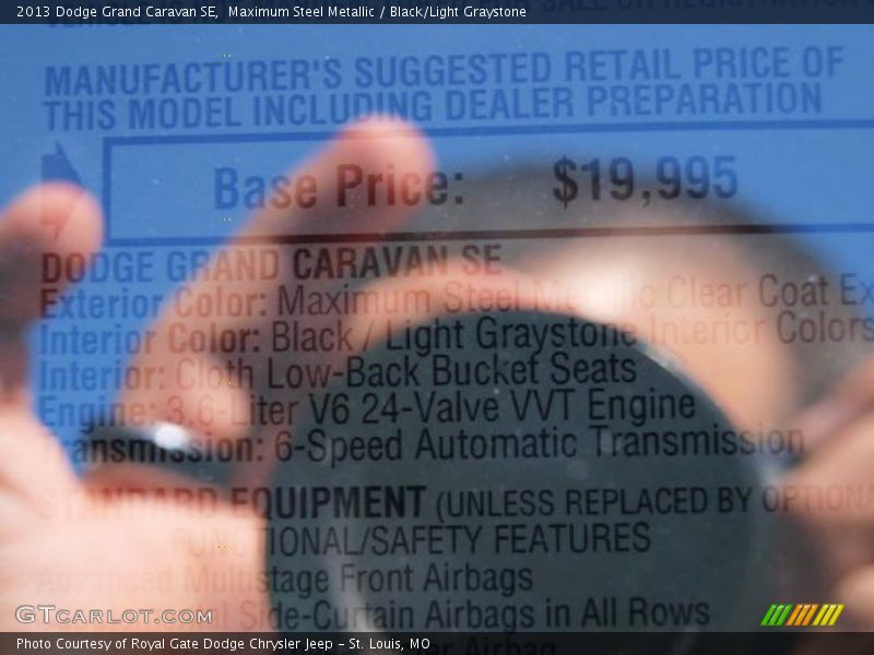 Maximum Steel Metallic / Black/Light Graystone 2013 Dodge Grand Caravan SE