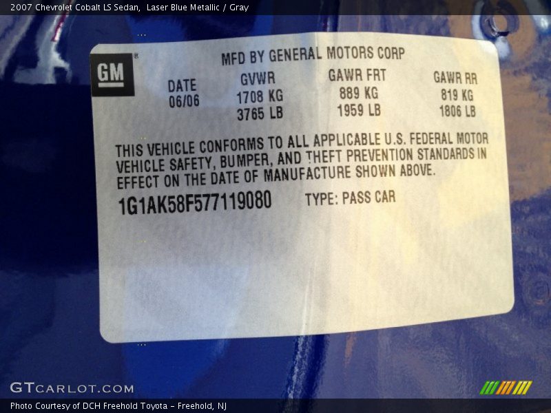Laser Blue Metallic / Gray 2007 Chevrolet Cobalt LS Sedan
