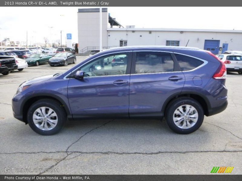 Twilight Blue Metallic / Gray 2013 Honda CR-V EX-L AWD