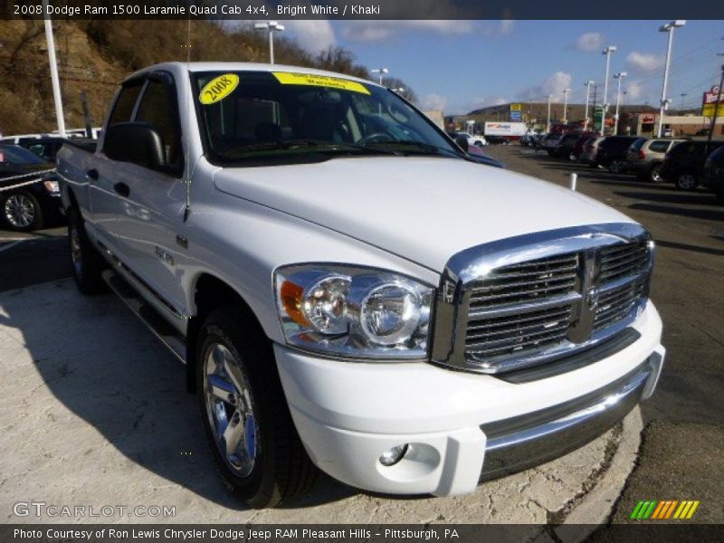 Bright White / Khaki 2008 Dodge Ram 1500 Laramie Quad Cab 4x4