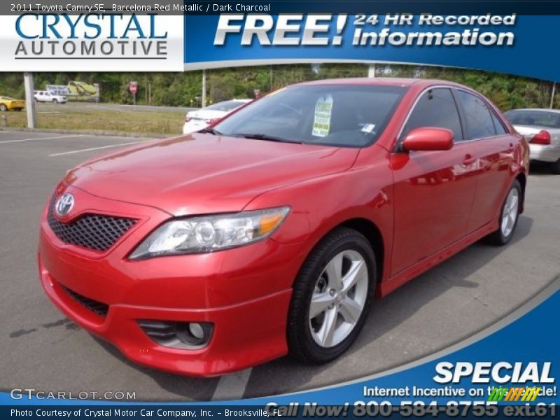 Barcelona Red Metallic / Dark Charcoal 2011 Toyota Camry SE