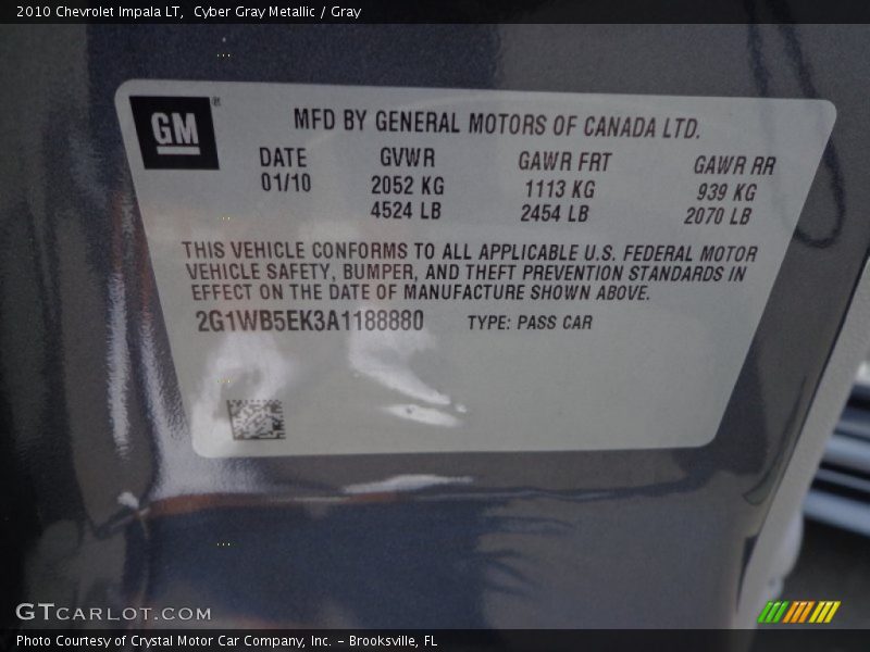 Cyber Gray Metallic / Gray 2010 Chevrolet Impala LT