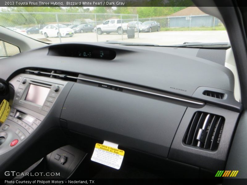 Blizzard White Pearl / Dark Gray 2013 Toyota Prius Three Hybrid