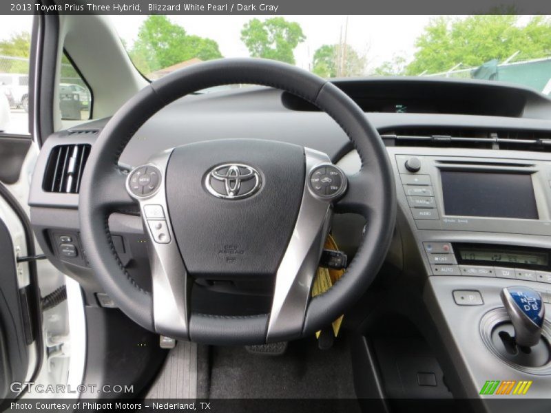 Blizzard White Pearl / Dark Gray 2013 Toyota Prius Three Hybrid