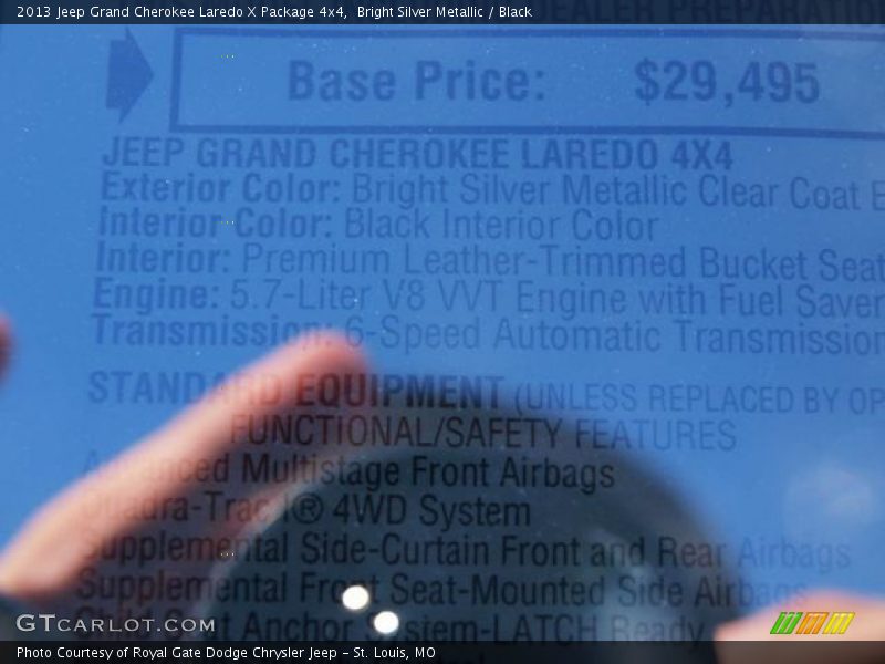 Bright Silver Metallic / Black 2013 Jeep Grand Cherokee Laredo X Package 4x4