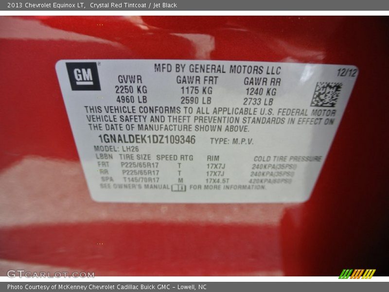 Crystal Red Tintcoat / Jet Black 2013 Chevrolet Equinox LT
