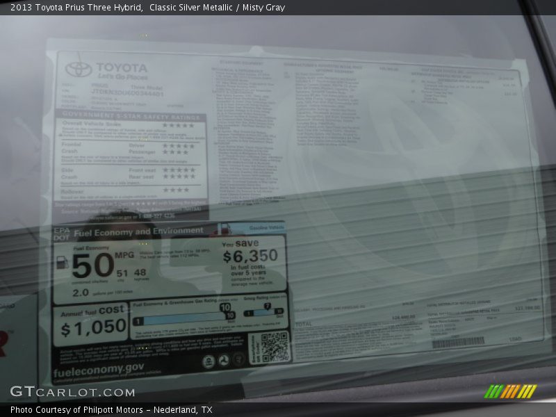 Classic Silver Metallic / Misty Gray 2013 Toyota Prius Three Hybrid