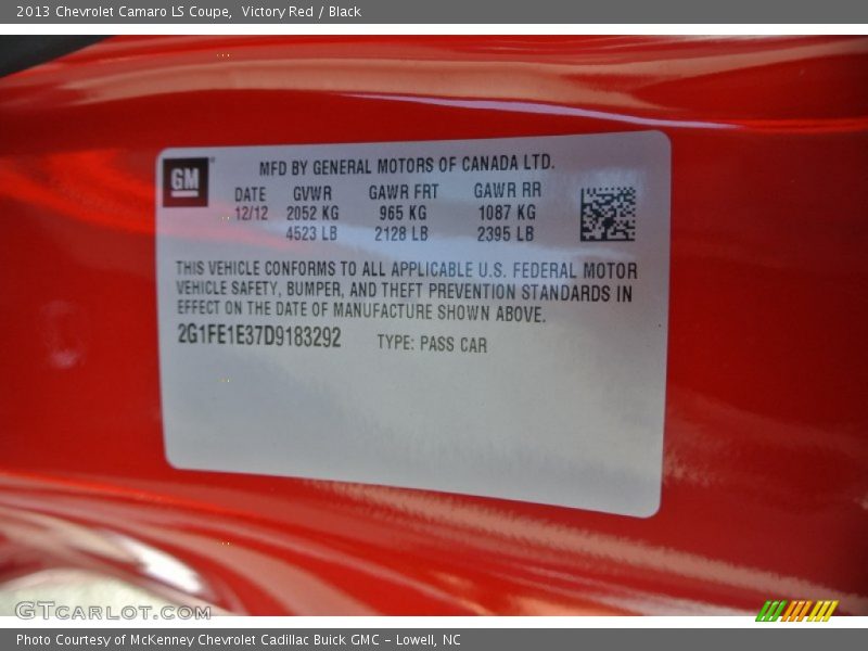 Victory Red / Black 2013 Chevrolet Camaro LS Coupe
