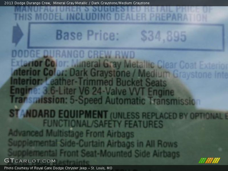 Mineral Gray Metallic / Dark Graystone/Medium Graystone 2013 Dodge Durango Crew