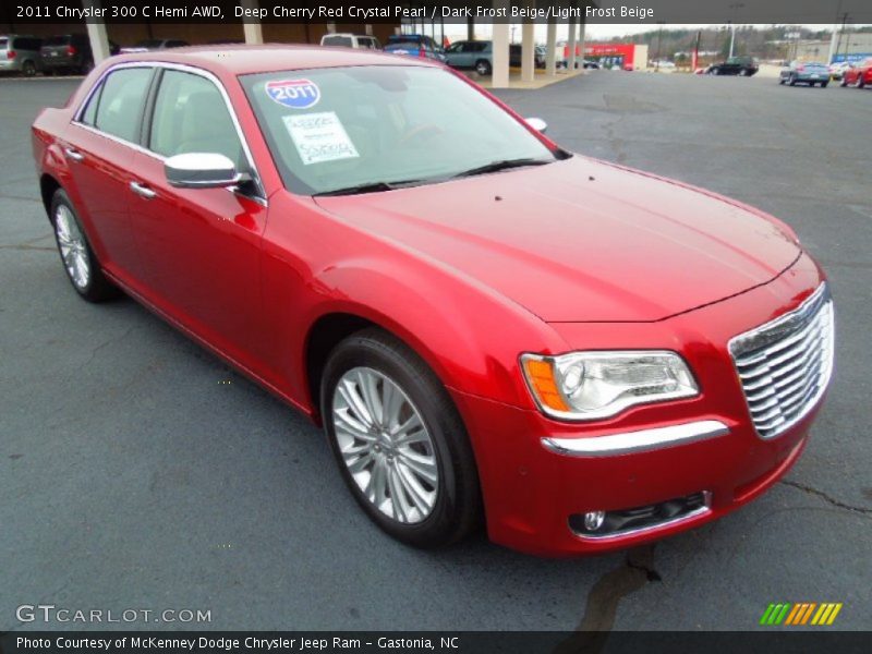 Deep Cherry Red Crystal Pearl / Dark Frost Beige/Light Frost Beige 2011 Chrysler 300 C Hemi AWD