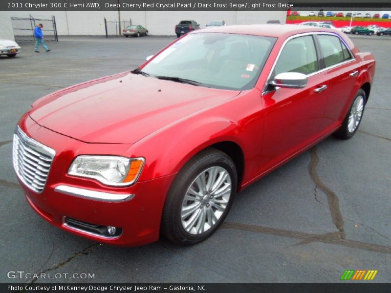 Deep Cherry Red Crystal Pearl / Dark Frost Beige/Light Frost Beige 2011 Chrysler 300 C Hemi AWD