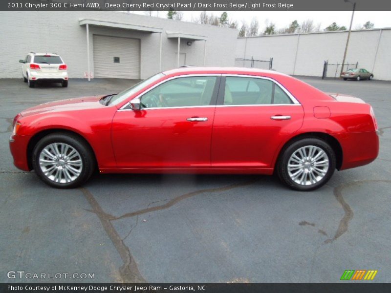 Deep Cherry Red Crystal Pearl / Dark Frost Beige/Light Frost Beige 2011 Chrysler 300 C Hemi AWD