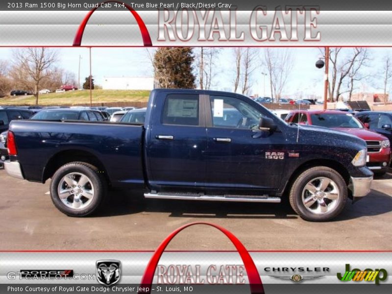True Blue Pearl / Black/Diesel Gray 2013 Ram 1500 Big Horn Quad Cab 4x4