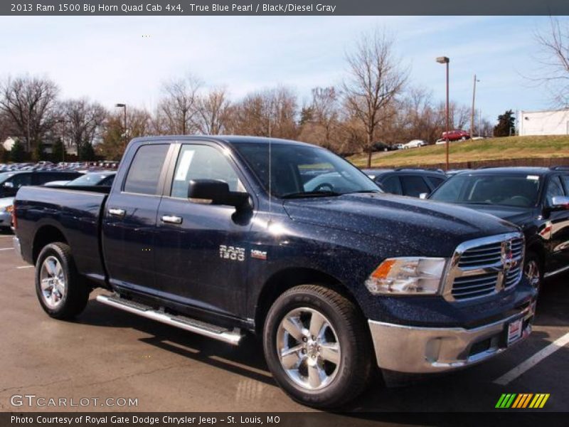 True Blue Pearl / Black/Diesel Gray 2013 Ram 1500 Big Horn Quad Cab 4x4