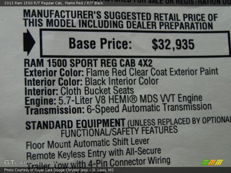Flame Red / R/T Black 2013 Ram 1500 R/T Regular Cab