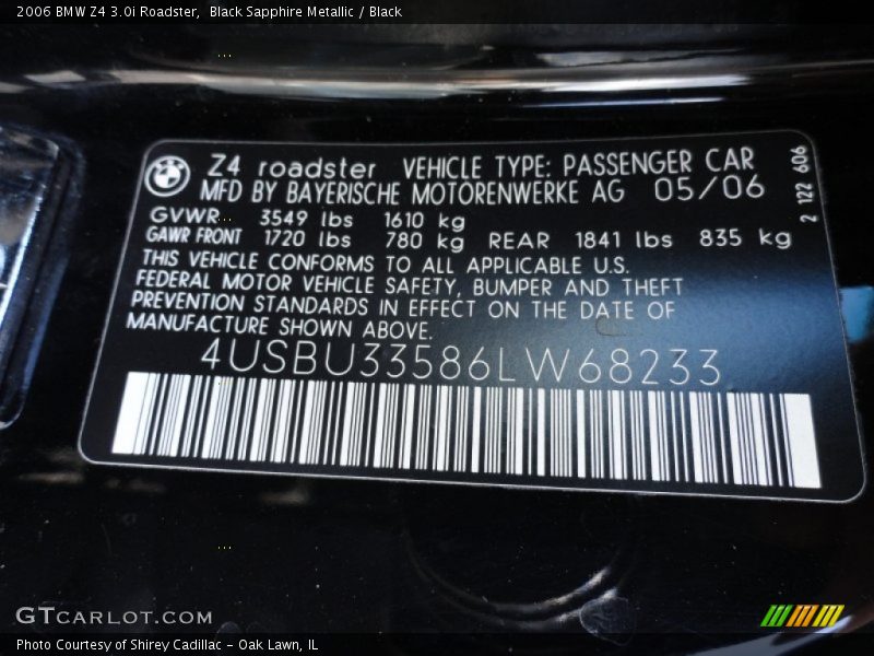 Black Sapphire Metallic / Black 2006 BMW Z4 3.0i Roadster