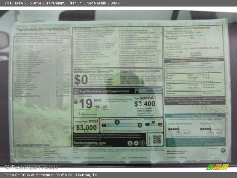 Titanium Silver Metallic / Black 2013 BMW X5 xDrive 35i Premium