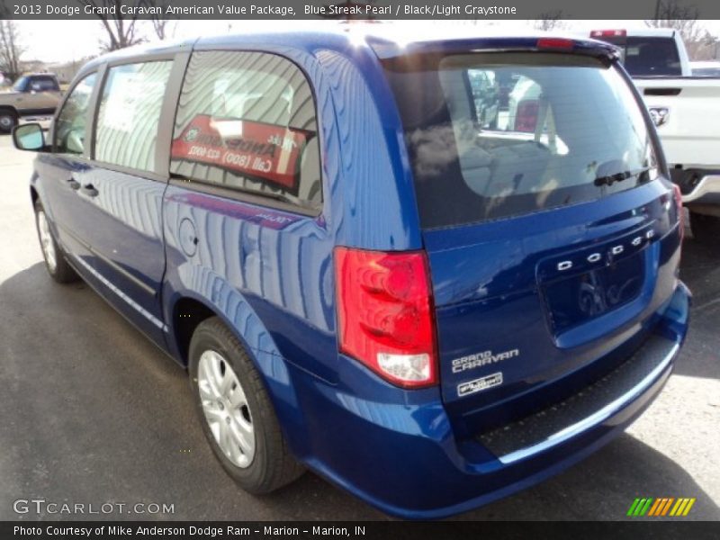 Blue Streak Pearl / Black/Light Graystone 2013 Dodge Grand Caravan American Value Package