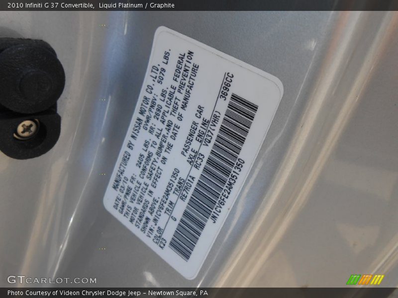 Liquid Platinum / Graphite 2010 Infiniti G 37 Convertible