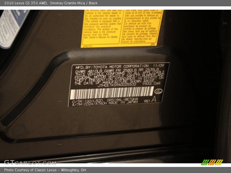 Smokey Granite Mica / Black 2010 Lexus GS 350 AWD