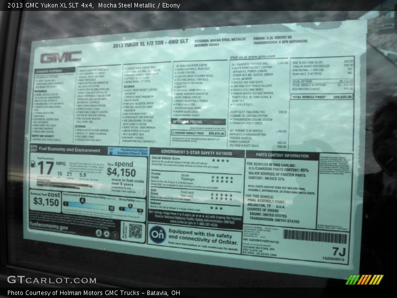  2013 Yukon XL SLT 4x4 Window Sticker