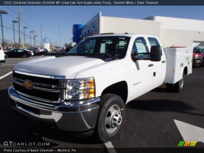 Summit White / Dark Titanium 2013 Chevrolet Silverado 3500HD WT Crew Cab 4x4 Dually Utility Truck