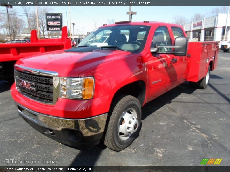 Fire Red / Dark Titanium 2012 GMC Sierra 3500HD Crew Cab 4x4 Dually Utility Truck