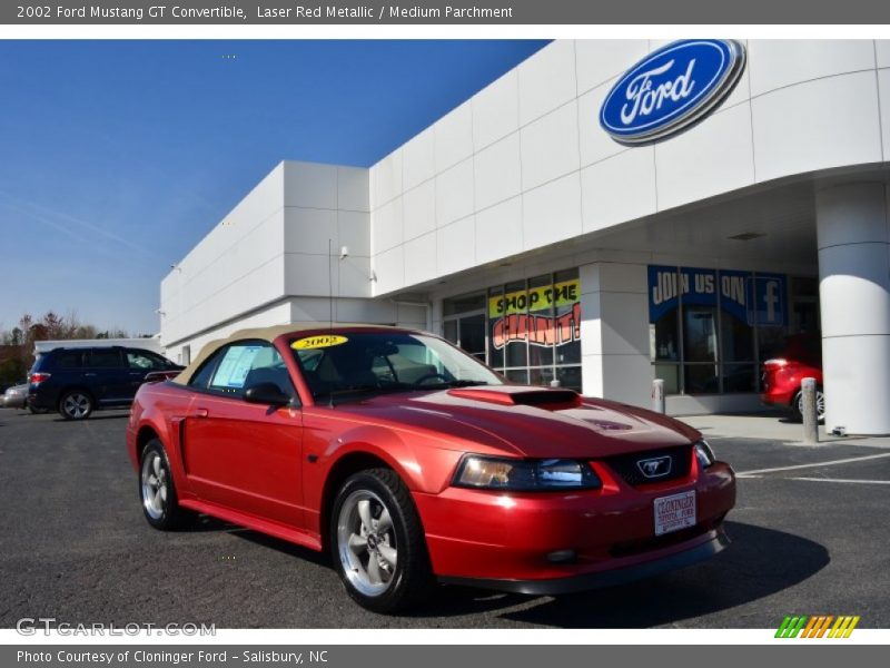 Laser Red Metallic / Medium Parchment 2002 Ford Mustang GT Convertible