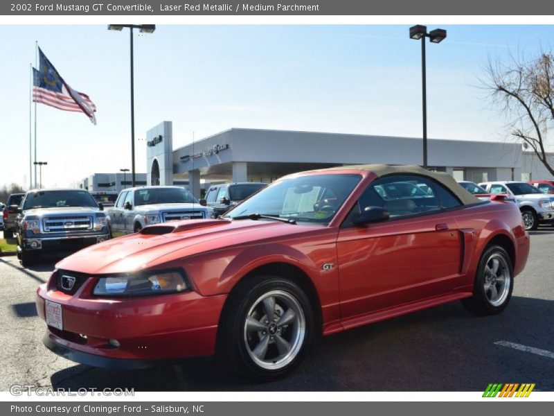 Laser Red Metallic / Medium Parchment 2002 Ford Mustang GT Convertible